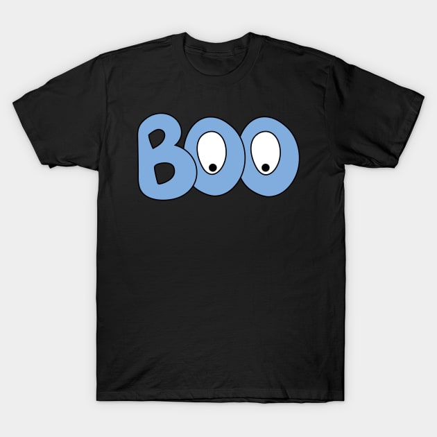 BOO text art cartoon eyes blue bubble letters T-Shirt by Angel Dawn Design